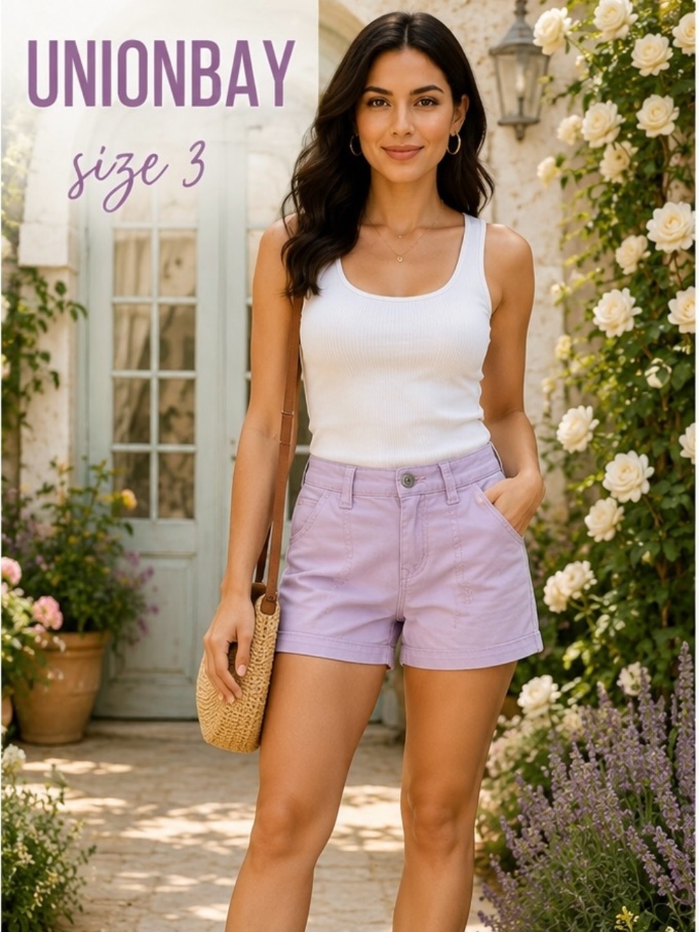 Unionbay Lavender Stretch Utility Shorts Size 3 Cotton Casual
